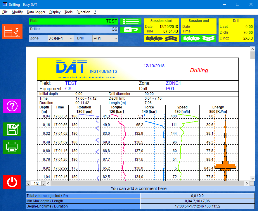 Easy DAT, software di gestione dati per datalogger DAT instruments, Windows PC, visualizzazione stampa grafici, english